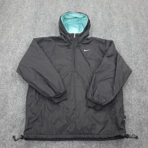 VINTAGE Nike Jacket‎ Womens Medium Black Blue Reversible Swoosh Logo Grunge 90s